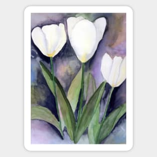 White Tulips Dreamy Watercolor Art Sticker